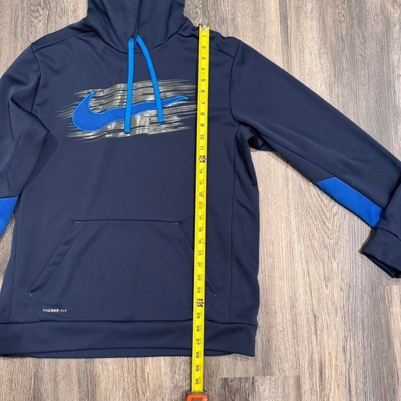 Nike Men's Therma-Fit Center Swoosh Hoodie Large Blue Fleece Active Performance - Picture 5 of 8